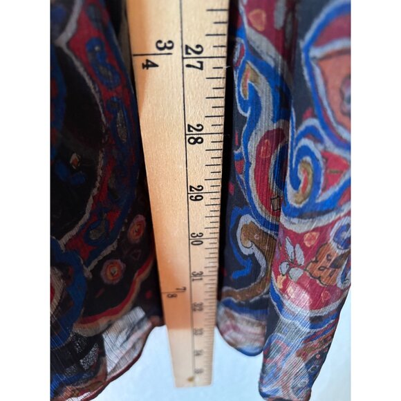 Zara Chiffon Paisley Printed Mini Dress With Belted Waist & Long Sleeves - Picture 9 of 12